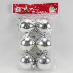 Yılbaşı Ağacı Süsleme Topları Gümüş 4cm 6'lı - Partici