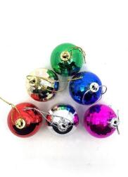 Yılbaşı Çam Ağaç Süsü Karışık Renk Simli Top 4cm 6'lı - Partici