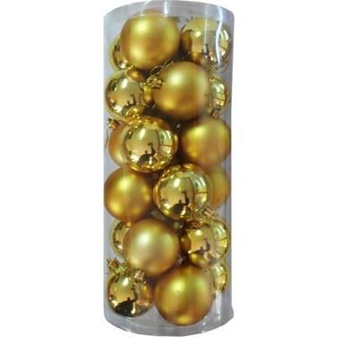 Yılbaşı Çam Ağacı Süsleme Seti Altın Toplar 4cm 24'lü - 1