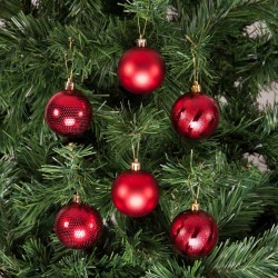 Yılbaşı Çam Ağacı Top Süs Kırmızı 6 cm 24'lü - Partici