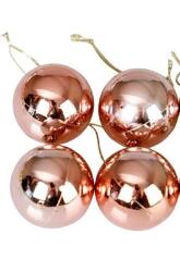 Yılbaşı Çam Ağacı Top Süs Pembe 8cm 4'lü - Partici