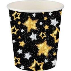 Yıldızlar Siyah Karton Bardak 8'li - Partici