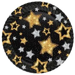 Yıldızlar Siyah Karton Tabak 8'li - Partici