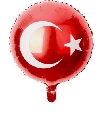 Yuvarlak Türk Bayrağı Folyo Balon - 1